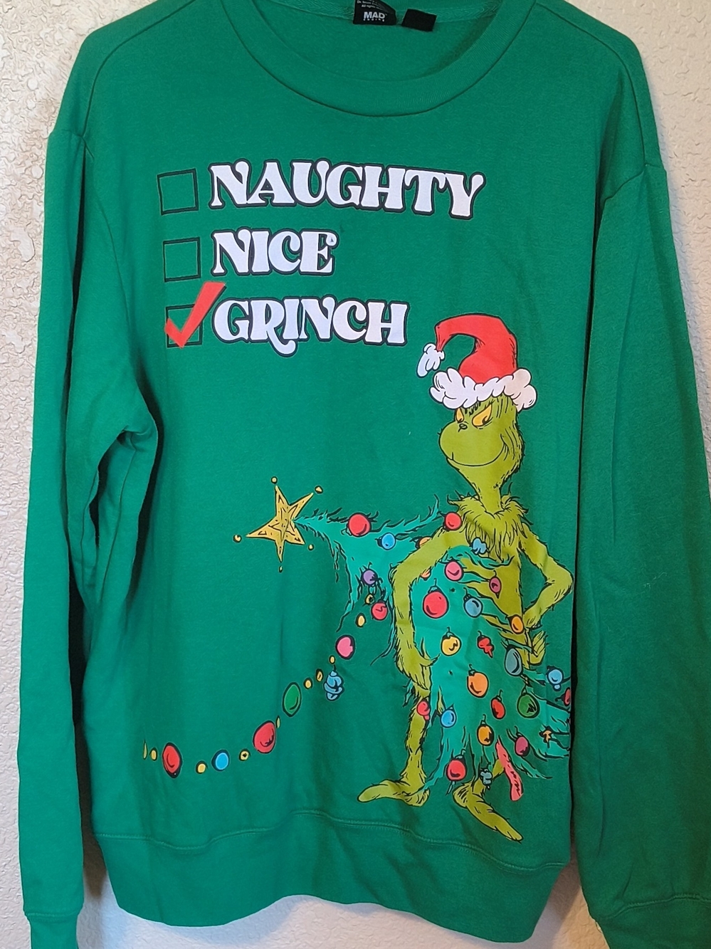 Women’s Green Grinch Off-the-Shoulder Sweater